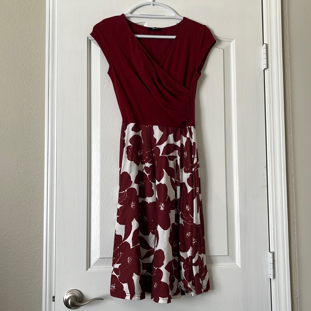 Semi Casual Red Floral Dress